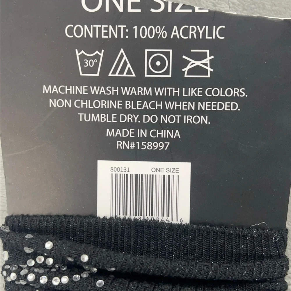 Asha Black Knit Legwarmers Rhinestone Embellished Shimmer Metallic One Size‎ NEW